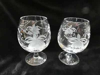 Buy 2 X Royal Brierley Fuchsia Drinking Glasses - Brandy Balloons 4 15/16  ( Set 1 ) • 50£