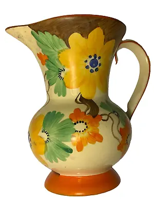 Buy Hanley England Pottery Flower Painted Jug 20cm Tall Art Deco L & Sons • 29.99£
