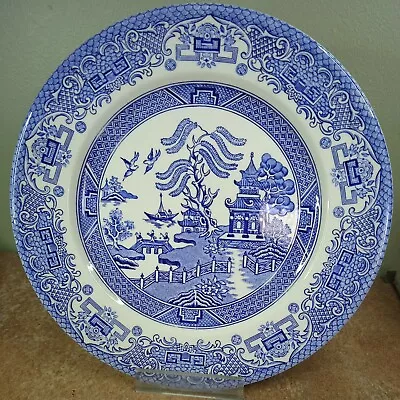 Buy Vintage EIT England Ironstone Willow Pattern Blue & White Dinner Plate 25cm • 5.95£