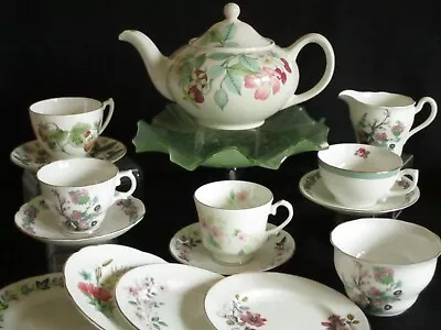 Buy Vintage English China Floral Mismatched Tea Set For 4 With Tea Pot & Cake Stand • 35.50£
