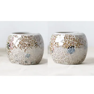 Buy Wedding Party Mosaic Amber Glass Candle Holder Tea Light Candelabra Bowl #3 • 8.26£