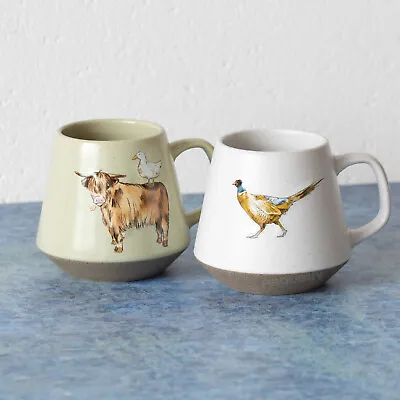 Buy Set Of 2 Farm Animals Mugs 400ml Ceramic Pheasant Highland Cow Tea Coffee Cups • 23.50£