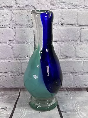 Buy Vtg 90's Hand Blown Studio Art Glass Vase Signed Dated 12'' Heavy Glass • 62.63£