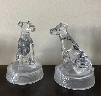 Buy Pair Of Vintage Cristal D'arques Crystal Glass Dogs Terriers Ornaments Bookends • 18£