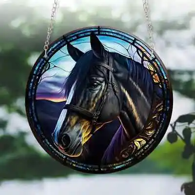 Buy Horse Design Suncatcher Stained Glass Effect Home Decor Christmas Gift • 7.99£