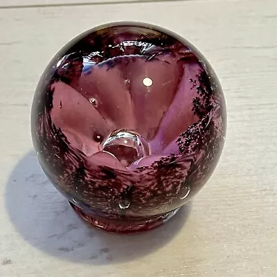 Buy Tweedsmuir Glass Paperweight Pink Flower With Controlled Bubbles 6.5 Cm Tall • 1.99£