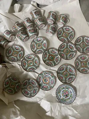 Buy Made In China Vintage Rose Canton Medallion 24 Piece Demitasse Cups Saucers Sets • 103.94£