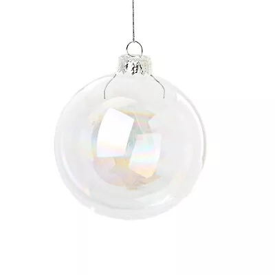Buy Clear Fill Up Glass Christmas Baubles Glitter Iridescent Balls For Wedding Party • 6.95£
