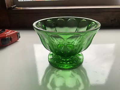Buy Vintage Thick Green Glassware Bowl 4in H X 6in D With Designs • 27.25£