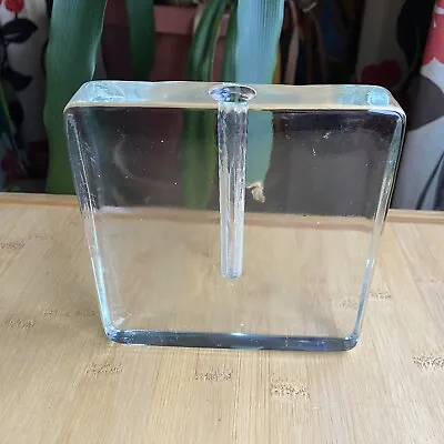 Buy Scandinavian Art Glass Bud Vase Crystal Clear Optic Glass Vase Square Ice Block • 33.21£