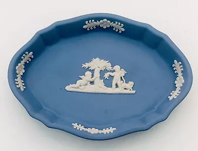 Buy Wedgwood Blue Jasper Oval Pin Trinket Dish Small Cameo Plate With Cherubs Design • 7.99£
