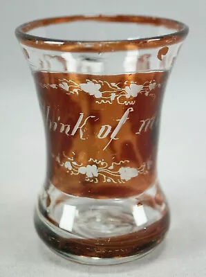 Buy 19th Century Bohemian Think Of Me Ruby Stained Hand Blown Miniature Glass Mug • 47.95£
