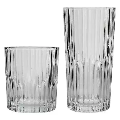 Buy 12 Piece Manhattan Vintage Glassware Set Tempered Rippled Cocktail Tumblers • 30£