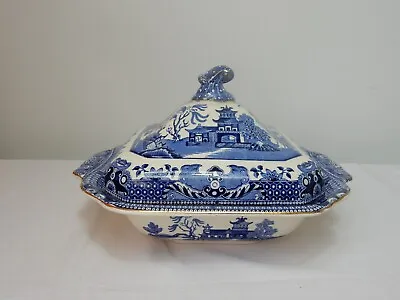 Buy Burleigh Ware Willow Square Tureen With Lid Gilt Edged  Circa 1930's • 33.99£