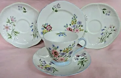 Buy Vintage Shelly China 3 Saucers 1 Plate 1 Cup (2 Are Wild Flowers) Good Condition • 15£
