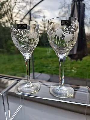 Buy Boxed Pair Stuart Crystal Cascade Wine Glass 1st Quality Signed New Boxed • 60£