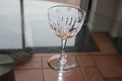 Buy Antique Victorian Sliced Cut Bowl Vine Leaf Design Round Rim Small Wine Glass • 6£