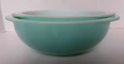 Buy Vintage Set Pyrex Glass Turquoise Casserole 023 & 024 With Handles 1.5 & 2 Quart • 67.19£