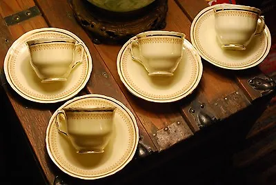 Buy Antique CROWN STAFFORDSHIRE 1914 Set 4 Teacups & Saucers Bone China England EXC • 51.07£