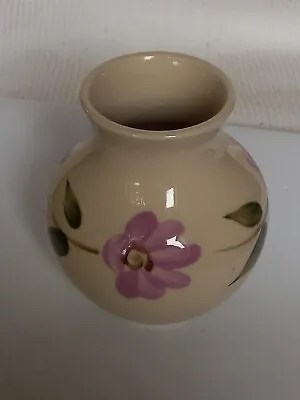 Buy Beautiful Hand Painted Holkham Pottery Purple Floral Leaf Small Vase • 3.99£