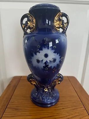 Buy 1919 Cobalt Blue Floral Vase, With Design Transitioning Art Nouveau To Art Deco • 22.50£