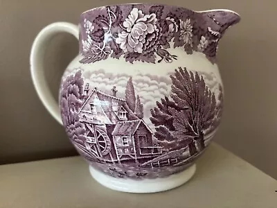 Buy RARE Enoch Woods & Sons Purple English Scenery Pitcher Woods Ware Glazed Pottery • 33.03£