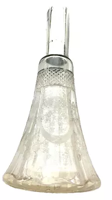 Buy Vintage Etched & Cut Glass Pretty Bottle + Silver Top • 19.99£