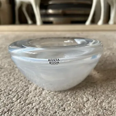 Buy Kosta Boda White Swirl Glass Candle Holder Anna Ehrner Atoll Votive Tea Light • 9.99£