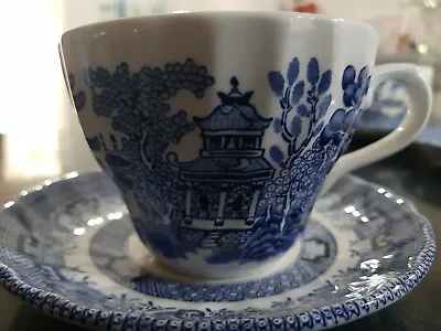 Buy WESSEX COLLECTION BLUE WILLOW Blue And White Cup And Saucer Set  X3 • 15£
