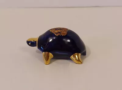 Buy Limoges France Turtle Figurine Cobalt And Gold Courting Scene • 18.90£