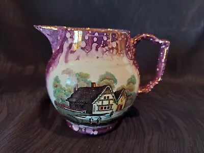Buy GRAY'S POTTERY England Purple Lustreware Pitcher Creamer With Cottage Scene  5   • 7.57£