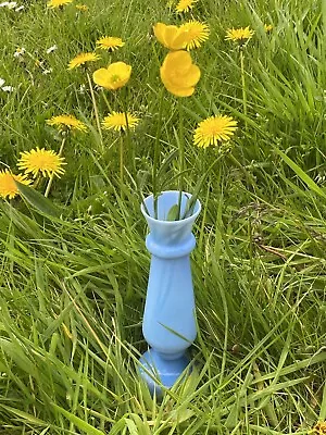 Buy 🌼Vintage Blue Opaline Glass Footed Vase For Flowers 1970’s • 24.95£