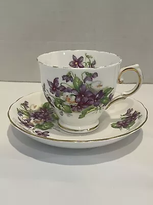 Buy Tuscan Fine English Bone China Tea Cup & Saucer Purple Floral Gold Trim 8635 • 14.66£