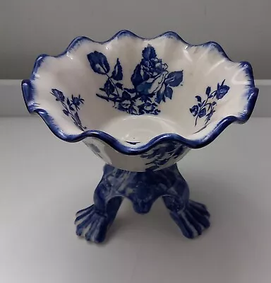 Buy Antique/vintage Staffordshire Ironstone Blue & White Footed Bowl • 15.95£