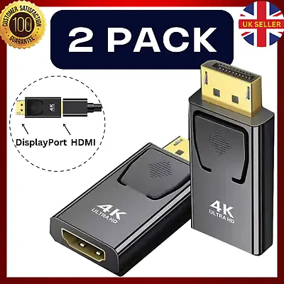 Buy 2x Display Port DP Male To HDMI Female Adapter Converter For 4K HD 1080P HDTV PC • 6.79£