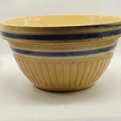 Buy Stunning Vintage Yellow Ware 10  Blue & White Banded 424 USA Mixing Bowl • 38.35£