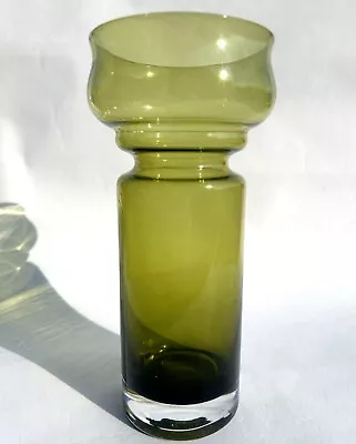 Buy Stylish Mid Century Cased Olive Green Hooped Glass Tulppaani Vase Riihimaen Lasi • 34.99£