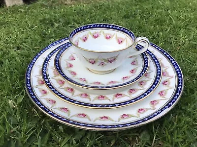 Buy 1917-27 Royal Albert Crown China Longton Tea Set Trio & Cake Plate , Flowers • 20£