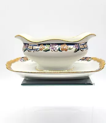 Buy Jean Pouyat Limoges France Sauceboat & Attached Underplate Wannamaker N.Y. China • 45.35£