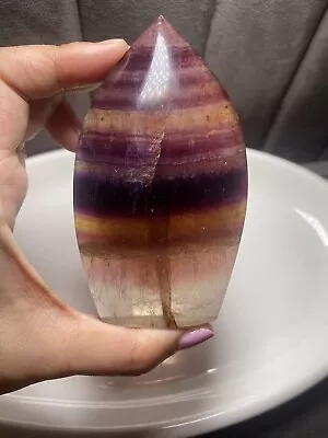 Buy Large Candy Rainbow Fluorite Ornament 10.2cm 269g Natural Crystal Flame Tower • 34.20£