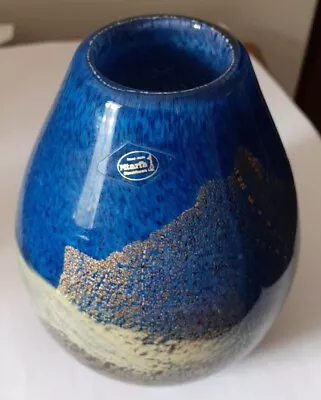 Buy Mtarfa Art Glass Small Vase Blue Gold  Signed • 8.99£