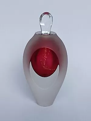 Buy Heron Glass Ruby / Cranberry Decorative Perfume Bottle With Glass Stopper • 14.99£