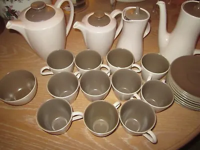 Buy Vintage Poole Pottery Twintone Tea Set / Coffee / Brown And Cream /  11 People • 30£