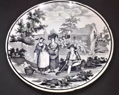 Buy Rare Antique  Swansea 'Ladies With Baskets'  Pearlware Plate C 1839 - Impressed • 104.99£