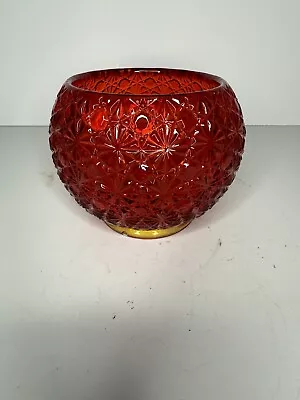Buy LG Wright Amberina Glass Button And Daisy Rose Bowl • 18.17£