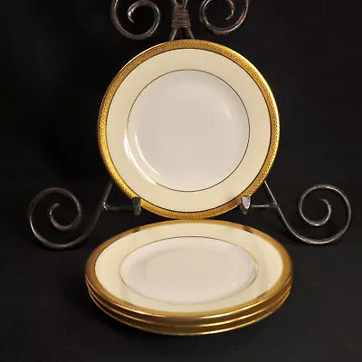 Buy Limoges 4 B&B Plates Mavaleix Granger Old Abbey Encrusted Gold Cream 1922-1938 • 56.68£
