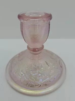 Buy Vintage Imperial Glass Pink Carnival Glass Candle Stick Candle Holder  • 11.09£