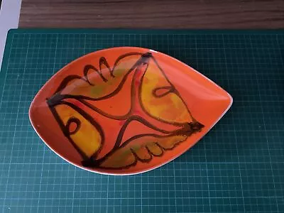 Buy Poole Pottery Delphis  Orange Teardrop Plate - Shape 91 • 18£