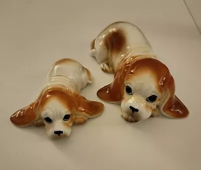 Buy Vintage Basset Hound Adult Puppy Bone China Dogs With Long Floppy Ears Excellent • 12£