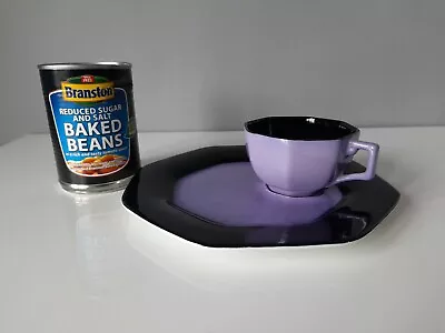 Buy Soho Pottery Solian Ware Purple And Black Cup And Snack Plate - C1930 • 9.50£